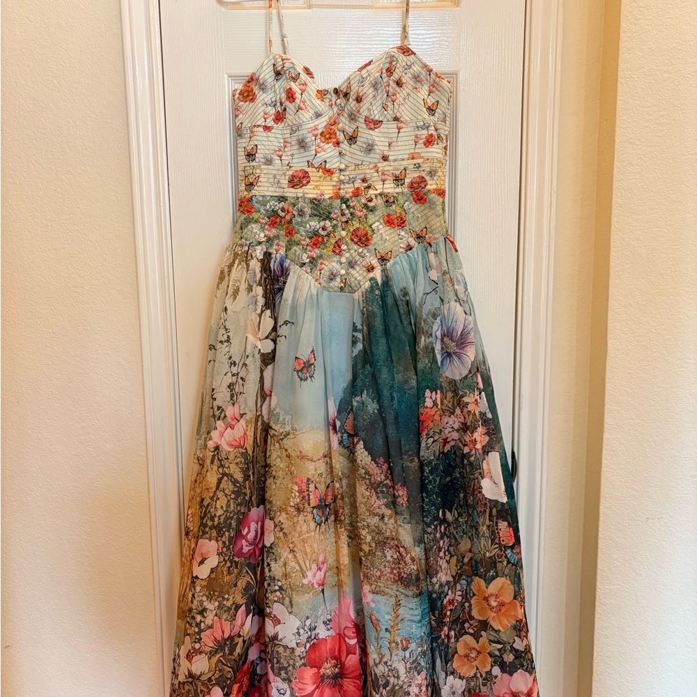 Anthropologie The Muse Basque-Waist Midi Dress. Easter, Garden PArty, Shower! - Picture 7 of 11